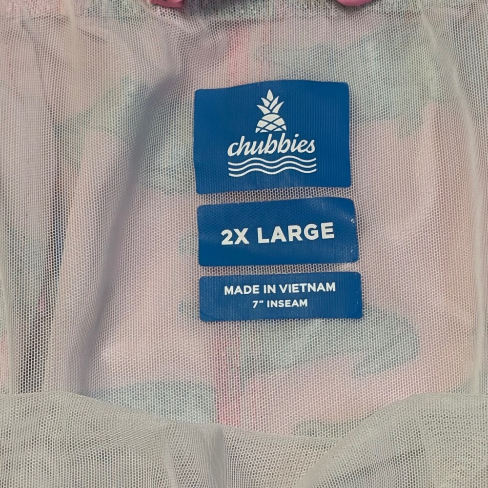 Chubbies Swim Trunks Men's 2XL Pink Green Alligator Print 8"Beach Shorts - Picture 5 of 5